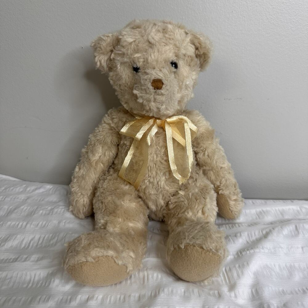 Douglas Cuddle Toy Plush Teddy Bear Stuffed Animal Cream Beige Ribbon